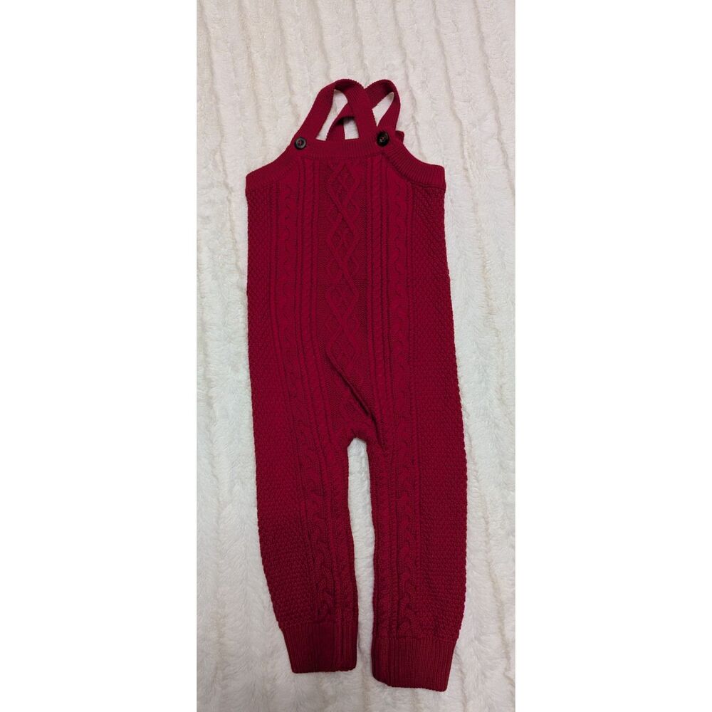 NWOT Hanna Andersson Red Sweater Overalls 100% Cotton size 2T